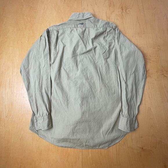 Vintage Post WWII USN Medium Solid Beige Long Sleeve Full Button Collared Shirt - Picture 8 of 10